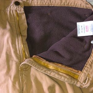 Polyester-lined Khakis. Warm AF.